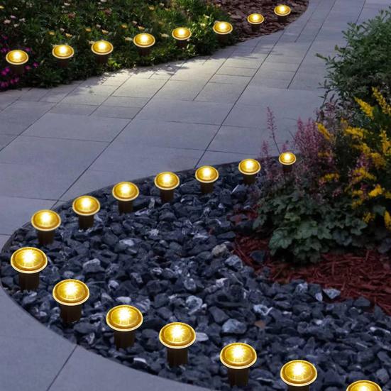 15 Pcs Mini Solar Ground Lights LED Flat Landscape Lighting Waterproof