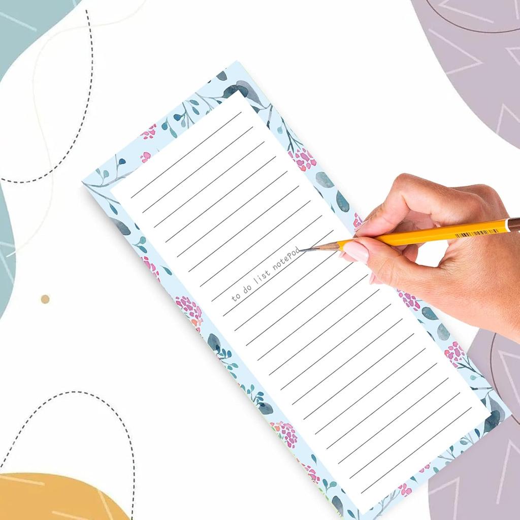 Joyberg Magnetic Notepads for Refrigerator - Flower Design, 50 Sheets Per Pad, 4 Pack Memo Pads for Grocery Lists and To-Dos