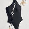 One Shoulder Solid Backless One Piece Swimsuit For Women
