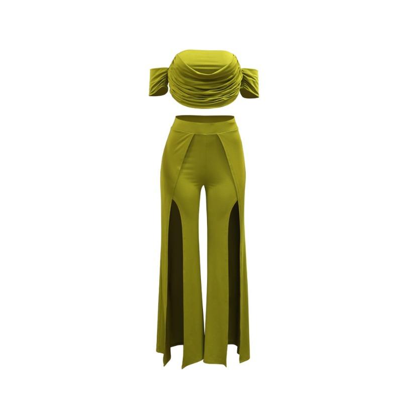 Women's New Fashion Casual Suit Bust Open Wide Leg Trousers