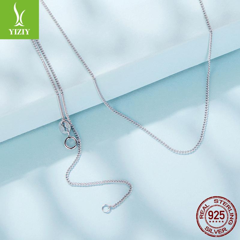 

Простое базовое колье-цепочка из стерлингового серебра 925 пробы, стильное, универсальное, гладкое серебряное колье-цепочка для ключицы 40CM серебряный