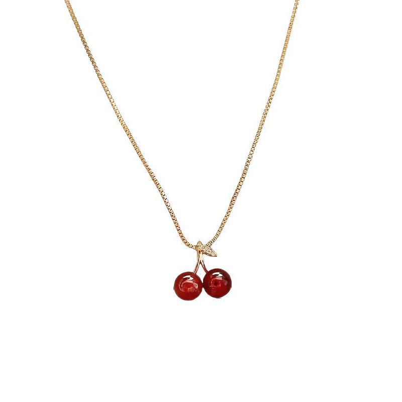 High-End Creative Cherry Earring and Necklace Set