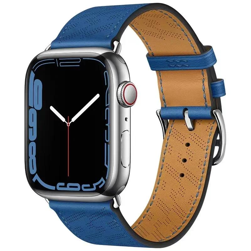 Genuine Leather Bracelet Strap For Apple Watch Band 45mm 49mm 41mm 44mm 42mm 46mm Leather Wristband iWatch Ultra 11 10 9 8 7 6 5