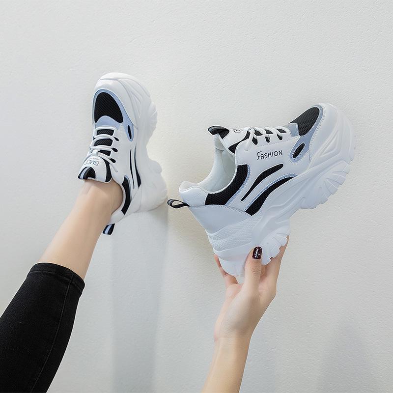Spring 2025 Women's Height-Enhancing Dad Shoes: Korean Fashion, Thick-Sole & Heel Casual Sneakers