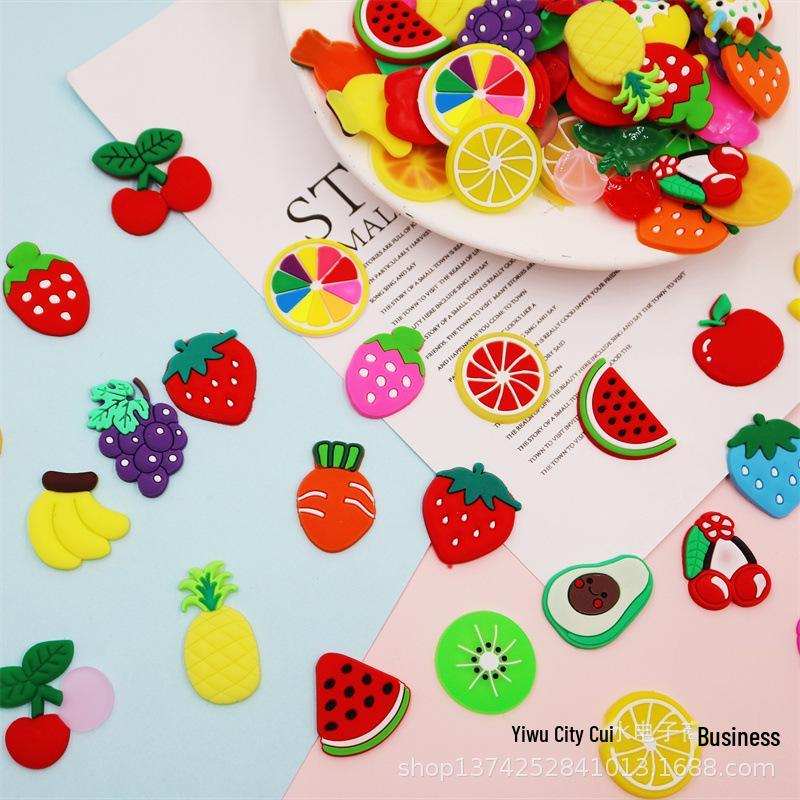 PVC Soft Rubber Cartoon Fruit Slices for DIY Phone Case, Crocs, and Hair Clip Decoration