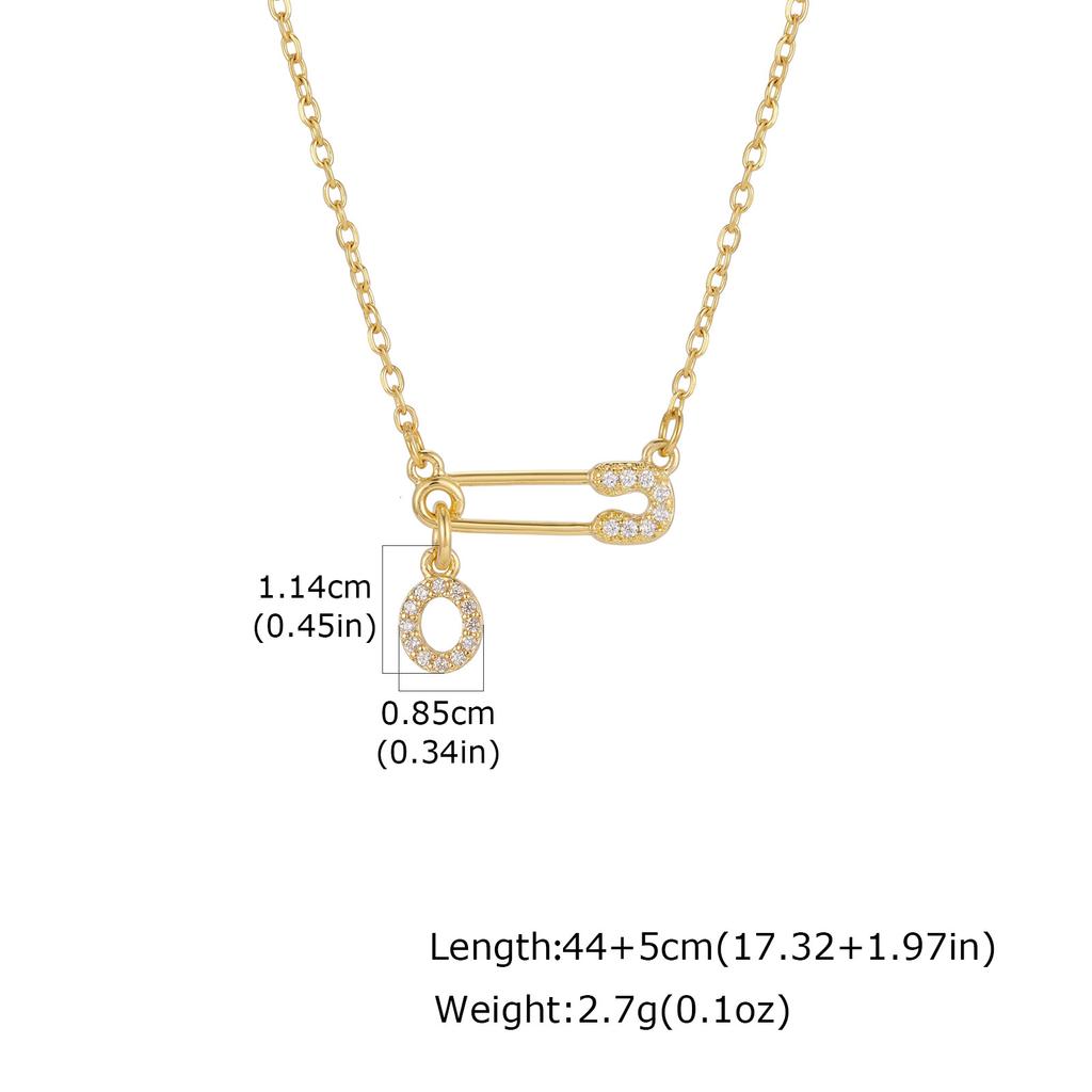 Sparkling Zircon A-Z 26 Letters Necklace for Women, Unique Pin Pendant Necklace, Little Luxury Fashion Jewelry Gifts