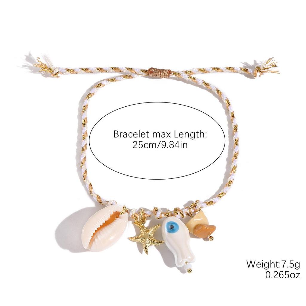 Summer Ocean-Style Starfish Necklace with Colorful Rope and Ceramic Pendant