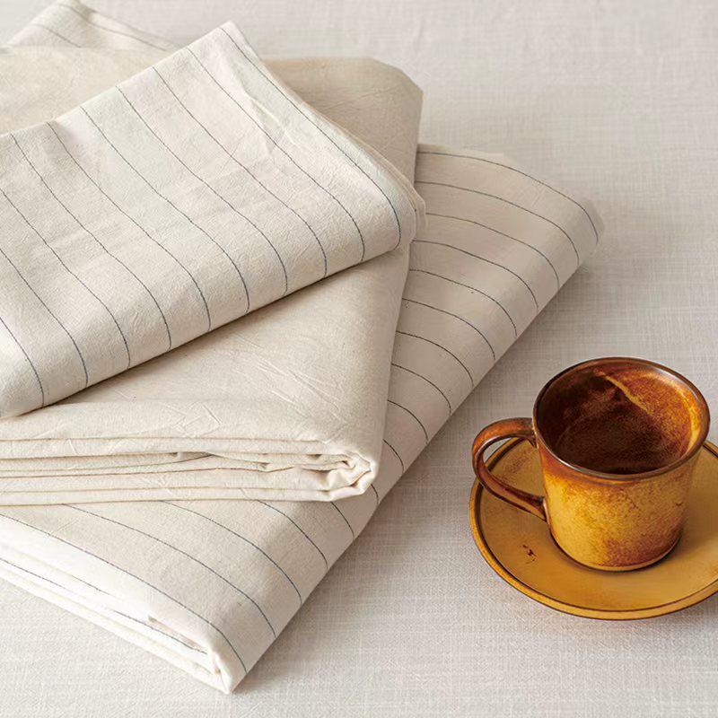 Meiji Nishikawa Minimalistische Streep Katoen Linnen 4-delige Bedset met YKK Rits