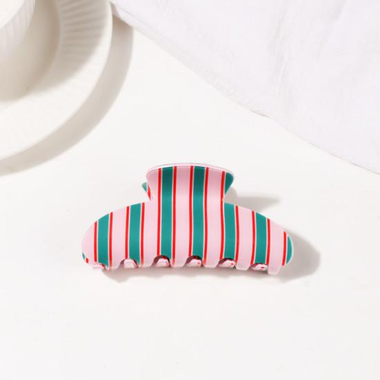 Hair Claw Colorful Striped Design Back Head Hair Clip Anti-slip Teeth Strong Grip Shower Hair Clamp Versatile Use Hair Accessory