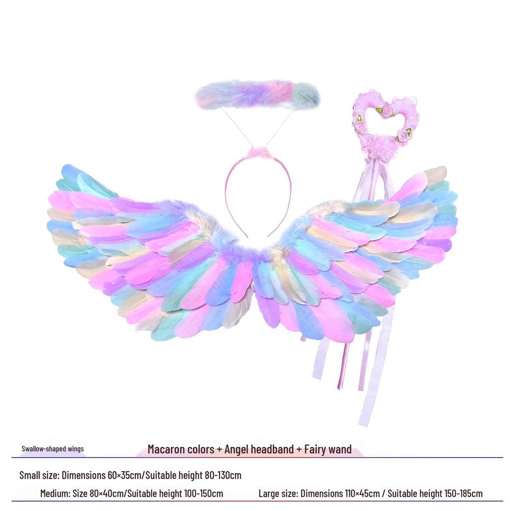 Glowing Elf Fairy Wand with Angel Feather Rainbow Wings - Little Girl's Birthday Gift & Stage Prop