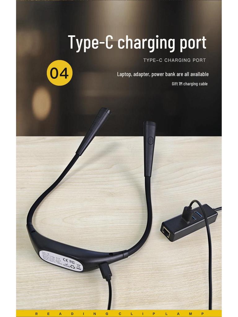 CE-Certified LED Neck Hanging Light for Night Running & Reading - USB Rechargeable & Eye Protection