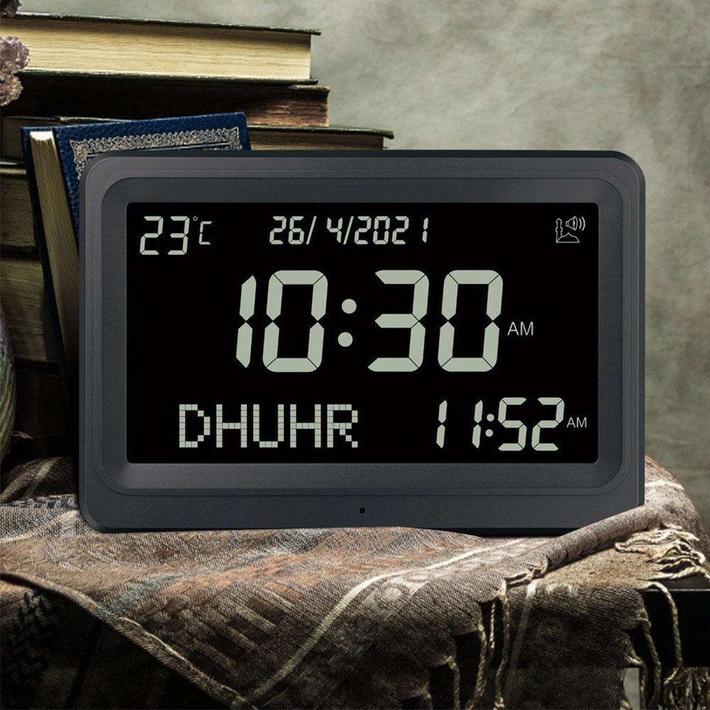 LCD Screen Hijir Gregorian Calendars Muslim Prayer Multi-languages Azan Desktop Worship Alarm Clock Electronic Wall Clock