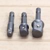 3Pcs Drill Socket Adapter 1/4 3/8 1/2 Size Hex Shank Impact Drill Bar Socket Adapter Square Head Drill Bit Power Tools