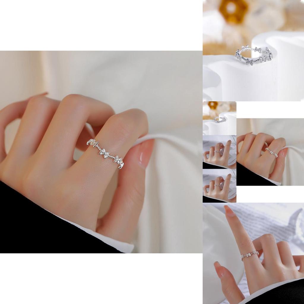Stylish And Elegant Korean Inspired Adjustable Open Finger Ring With Shimmering Butterfly Design For Women