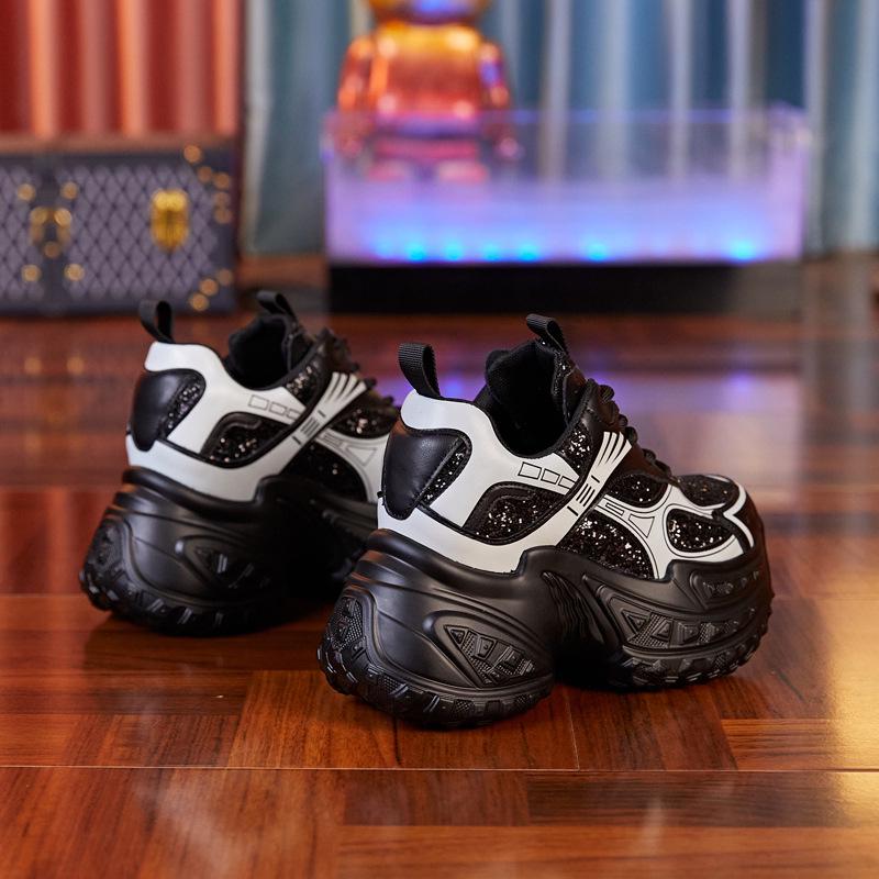 Women's 2024 Autumn Versatile Thick-Soled Hidden Heel Dad Shoes - Breathable Platform Casual Sneakers