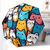 1pc Colorful Cats Automatic Opening/Closing Folding Umbrella with 12 Ribs, Plastic Handle, Windproof Portable Sunshade Umbrella Y250726052