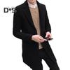 Men Fall Winter Coat Solid Color Lapel Mid Length Long Sleeve Cardigan Single Breasted Anti Wrinkle Business Formal Style Coat