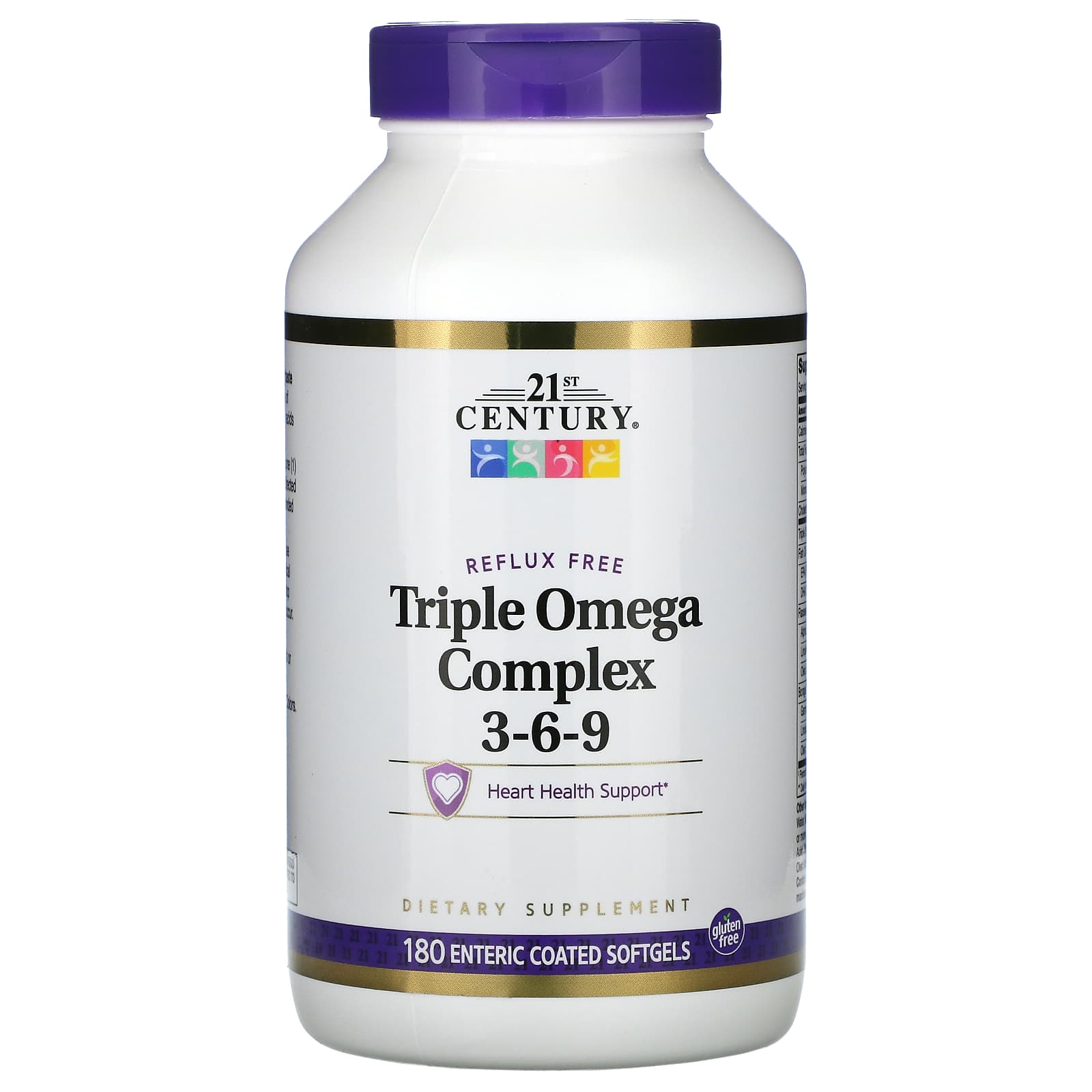 

21st Century, Triple Omega Complex 3-6-9, Enteric Coated Softgels, 180 Tablets
