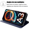 Coque pour Xiaomi Redmi A3 - Bleu Marine - Antichoc en Cuir PU - 2 Verres Trempés - Support intégré