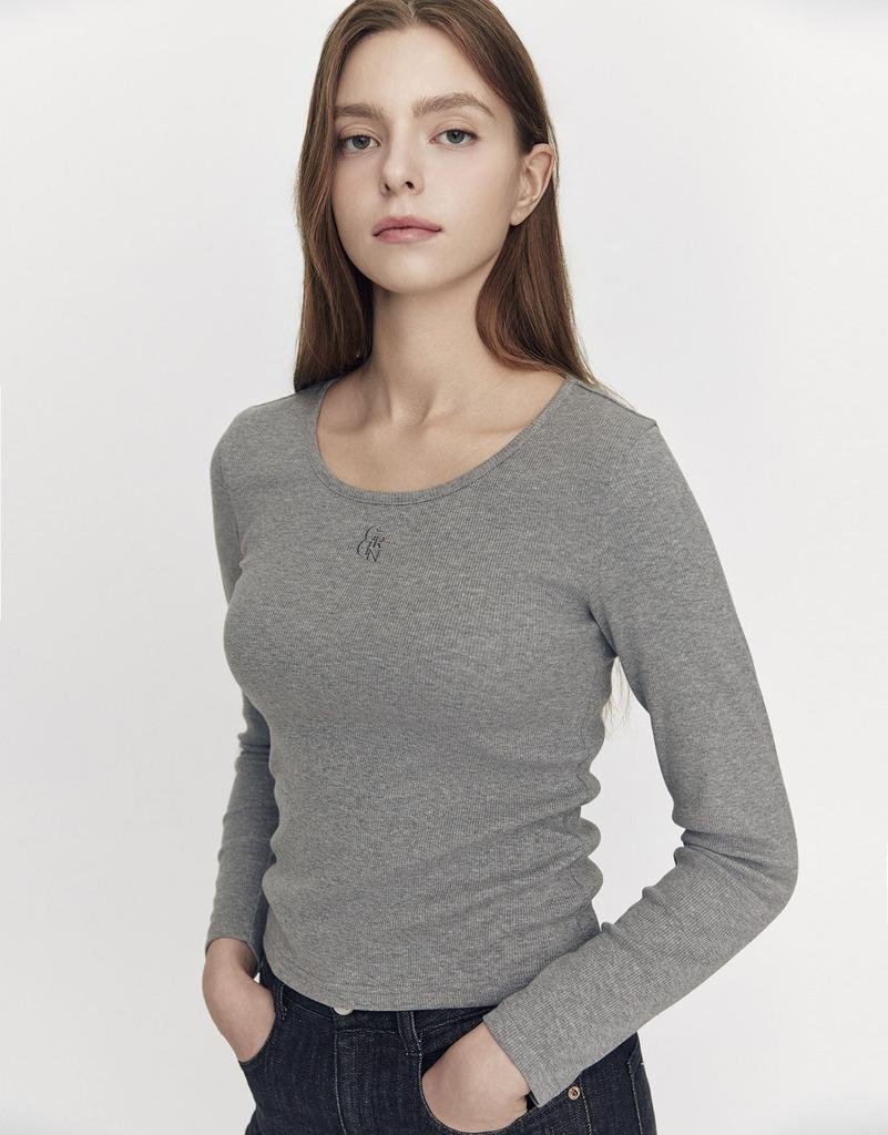 GIORDANO Ribbed Scoop Neck Long Sleeve Tee 325915 [3 Colors]