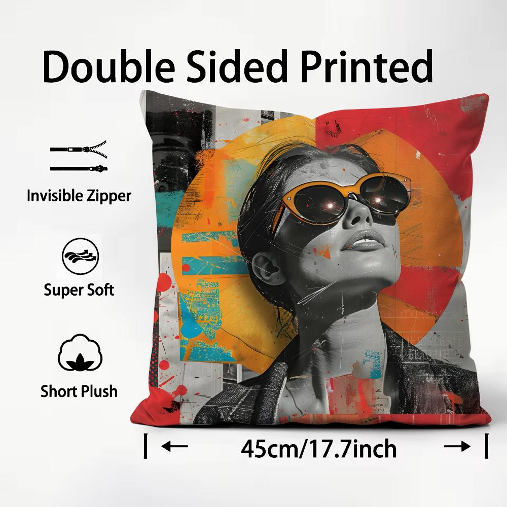 Retro Poster Luxury Cushion Cover Plush Fabric Soft DoubleSided Printed Sofa Warm Winter Home Child Gift Pillow Case