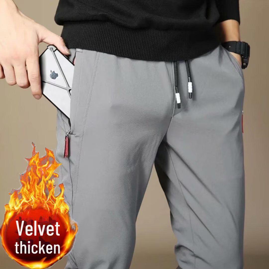

Мужские повседневные брюки из плотного бархата из Гонконга - свободные прямые спортивные брюки на осень/зиму M