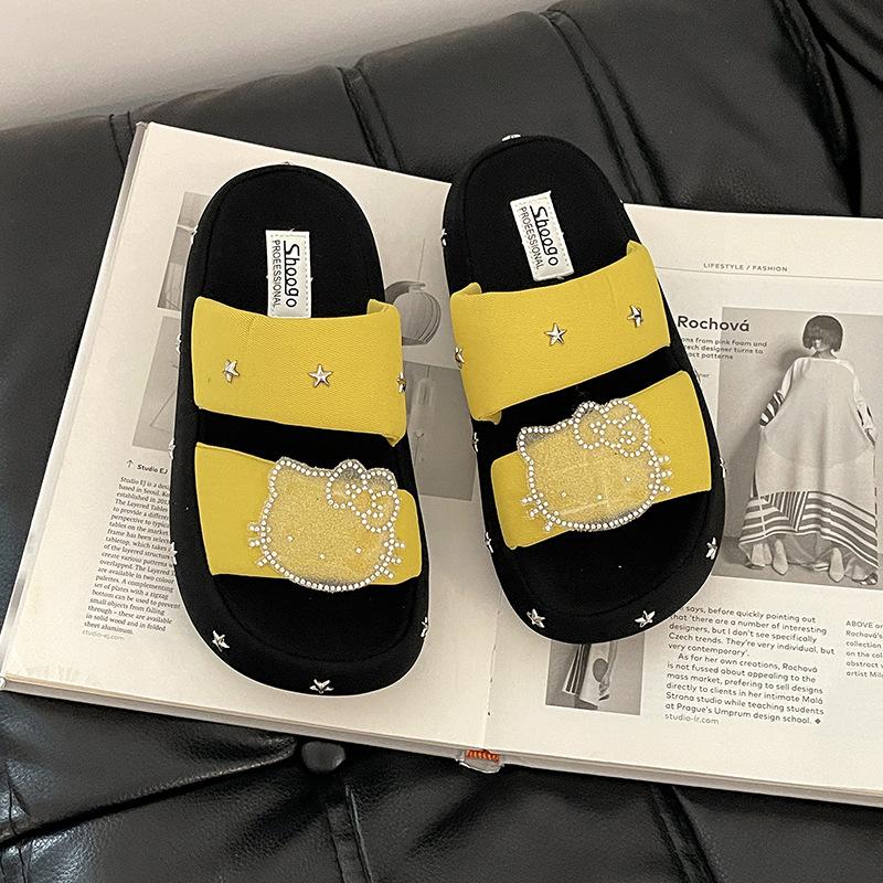 

Босоножки на платформе, шлепанцы на толстой подошве, модные шлепанцы на одно слово для женщин летом, для невысоких, милые и удобные, повседневные и холодные шлепанцы 40 жёлтый