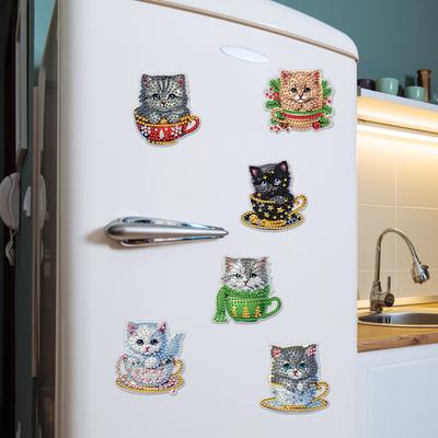 6 szt. Kryształowy magnes na lodówkę o specjalnym kształcie 2D płaski świąteczny DIY Diamond Art Naklejka na lodówkę Zestawy Diamond Art do dekoracji domu