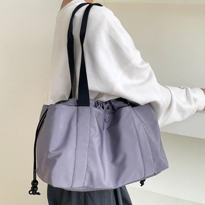 Korean Casual Nylon Tote Bag Large-capacity Fashionable Drawstring Single-shoulder Lightweight Fitness