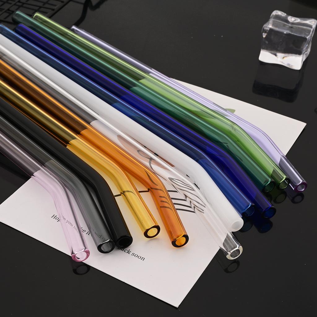 11-piece Reusable Glass Straws Clear Smoothie Drinking Straws with Clean Brush for Beverages Milk Tea Juices Cocktail