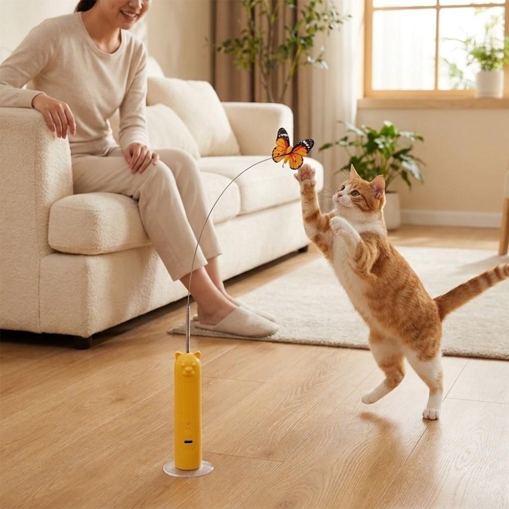 360° Rotation Automatic Cat Toy USB Rechargeable Electric Butterfly Flying Cat Toy Self Play