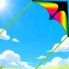 Double-tailed Colorful Triangle Kite: Children's Rainbow Kite with Black Head Design