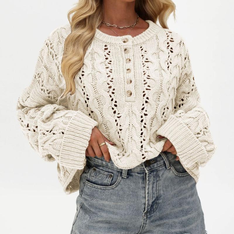 TIFICY Maglioni a girocollo a maniche lunghe con stampa tinta unita, casual, autunno inverno, da donna