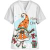 Nurse Uniforms Women Merry Christmas Print Short Sleeve V-Neck Scrubs Working Medical Blouse Overalls Uniforms Medical Nursing