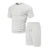 Mens Casual Waffle Knit Short Sleeve T Shirt And Drawstring Shorts Set