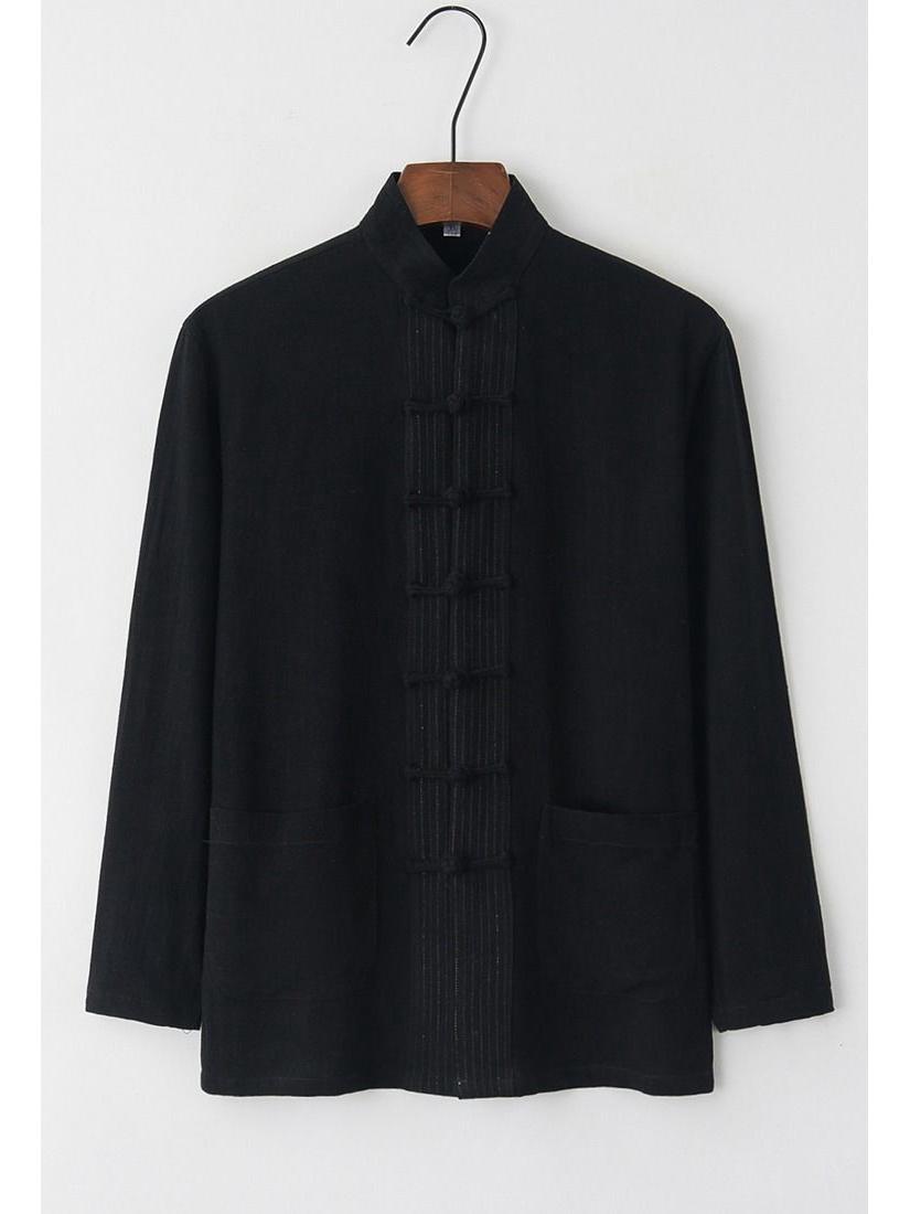 

Мужской ретро-китайский стиль хлопка и льна с длинными рукавами костюм Тан Ханьфу Тайцзи Дзен Топ Large