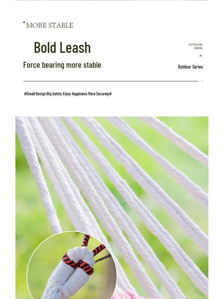 Thickened White Double Hammock for Indoor/Outdoor Use: Anti-Rollover Design for Adults & Kids