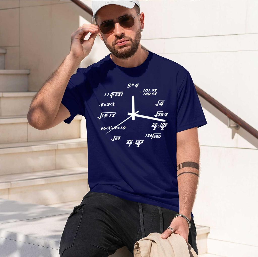 2026 New Model Unisexs Tshirt 100 Cotton Casual Funny Math Clock Print Summer Loose Oneck T Shirt For Unisex Short Sleeve Tshirt
