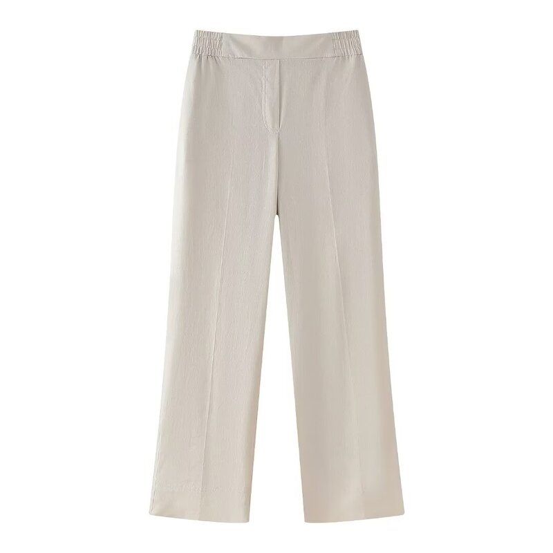 

Women s Fashion Style Double Breasted Outwear Pants Linen White Pants M