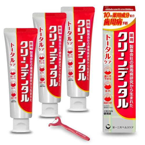 

[Set of 3 + Bonus Y-Shaped Floss (Individually Wrapped)] Clean Dental L Total Care 100g (Set of 3)