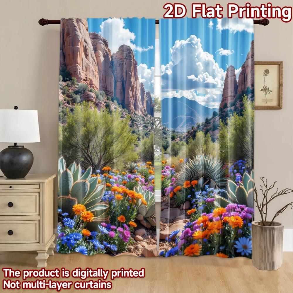 2D flat Photography Backdrop Popular Party Party Backdrop Desert Canyon Wildflowers 100% Polyester Anniversary for Suitable