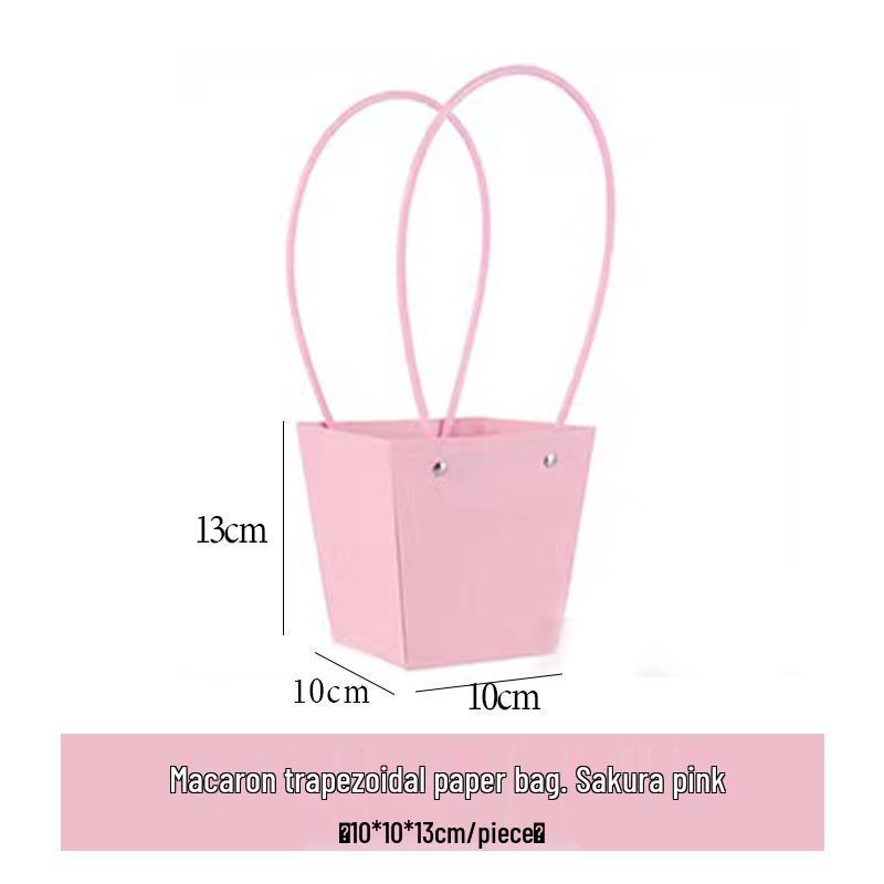 Macaron Color Series DIY Flower Arrangement Tote with Trapezoidal Design and Waterproof Kraft Paper
