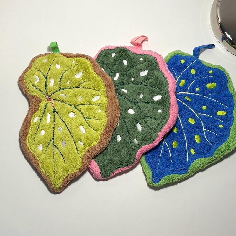 Blatt Hängendes Handtuch Grüne Pflanze Saugfähiges Korallenfleece Schnelltrocknende Handtücher Küche Verdicktes Taschentuch Weihnachtsgeschenke