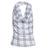 European and American Style Summer New Women's Clothing Fashion Casual Simple Neck Backless Design Plaid Sleeveless Small Vest