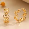 Oil Dripping Love Heart Earrings Hypoallergenic Golden Hollow Heart Hoop Earrings Lightweight Women Girls Earrings Fashion Jewelry