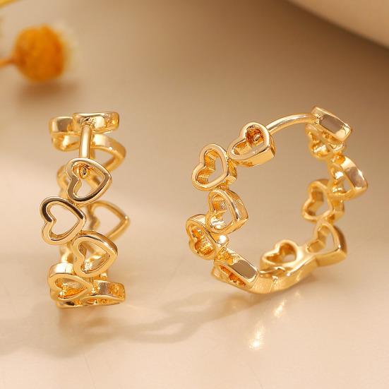 Oil Dripping Love Heart Earrings Hypoallergenic Golden Hollow Heart Hoop Earrings Lightweight Women Girls Earrings Fashion Jewelry