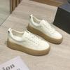 Leather White Shoes Women's Platform Heightening Board Shoes Sports and Leisure Women's Shoes Trendy Spring New Versatile