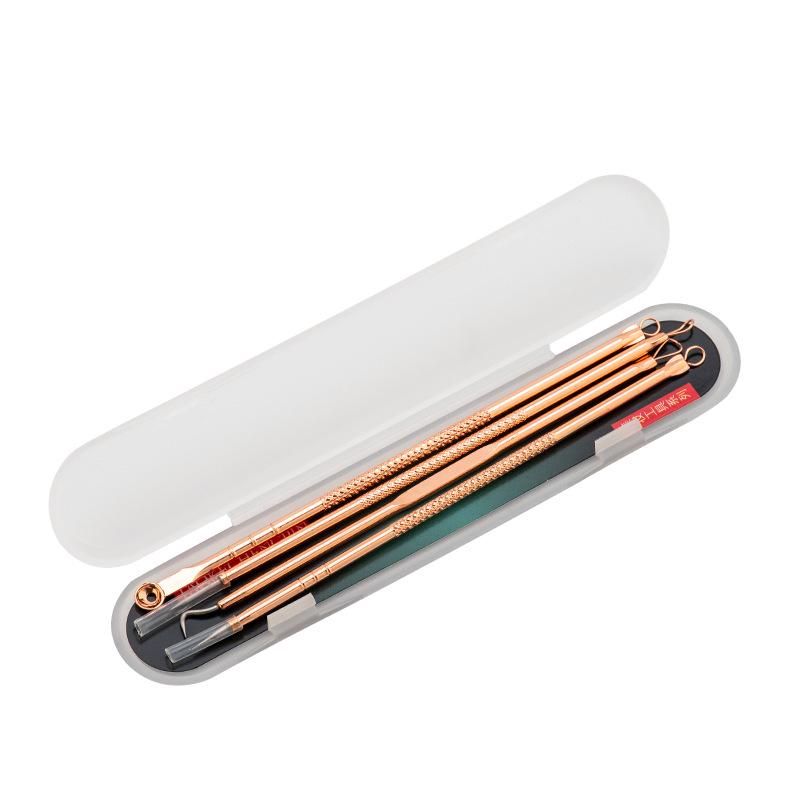 4-teiliges Roségoldenes Edelstahl Mitesser- & Akneentfernungsnadel-Set