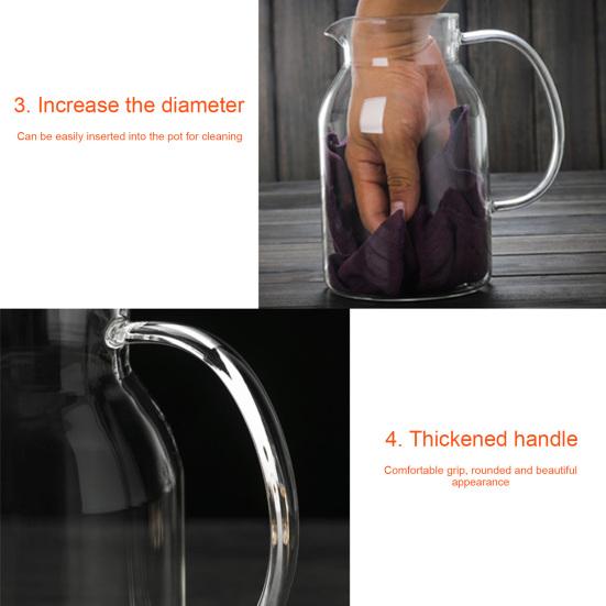 Carafă de sticlă cu capac din oțel inoxidabil Rezistentă la căldură Fierbător rece Capacitate mare Carafă de apă pentru băuturi calde și reci Fără BPA Carafă pentru ceai cu gheață