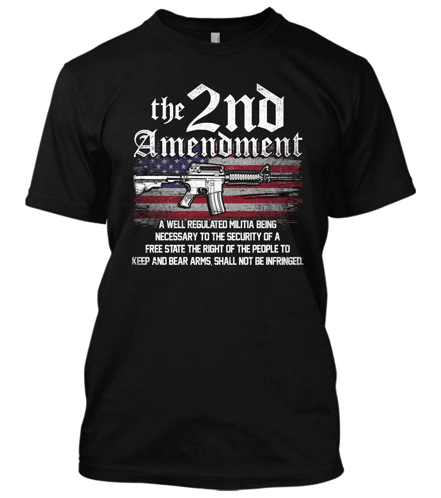 The 2nd Amendment American Flag New Men s Shirt Gun AR-15 Bullets Patriotic Tees L